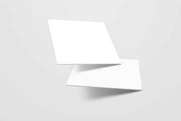 Blank realistic square business card, gift card or social with shadow. Mockup design for presentation branding, corporate identity, ads, personal, stationery, document, graphic presenting. Vector
