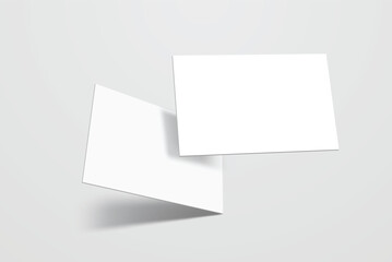 Blank realistic business card, gift card or credit card with shadow. Mockup design for presentation branding, corporate identity, ads, personal, stationery, document, graphic presenting. Vector

