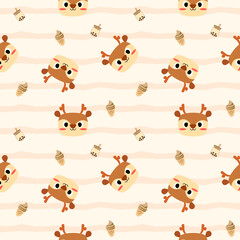 Deer face smile cartoon so cute. On dessert background. Pattern seamless vector illustration.
