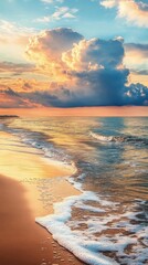 Fototapeta premium A breathtaking panorama of the Virginia coast at sunset showcasing vibrant colors and gentle waves