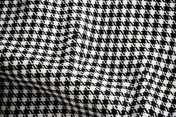 Stylish Double Exposure of Houndstooth Pattern in Black and White Fabric with Sharp Lines for Fashion and Textile Designs