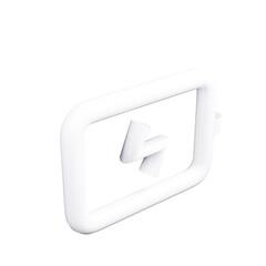 3D Battery Icon Power and Energy Symbol on Transparent Background