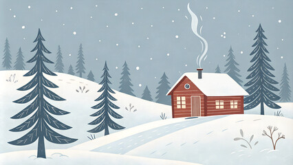 Winter landscape, Christmas, village