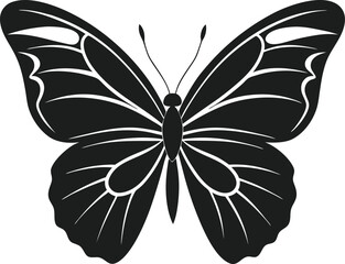 Classic Butterfly Silhouette Vector – Detailed Black and White Insect Illustration for Nature and Decorative Projects