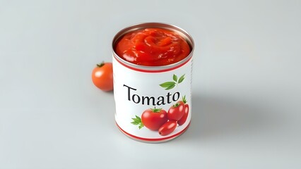 Tomato Paste Can on Grey Background