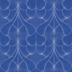 abstract pattern.Seamless repeating pattern of thin gray lines on a blue background, forming a geometric grid, isolated for design use.