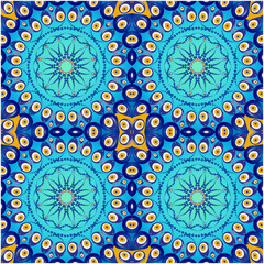 Retro Tile patterns (evil eye pattern) Modern Ceramics - Wallpaper - Digital printing - textile products.( Textured paper effect applied)