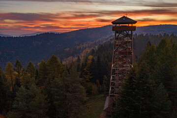 Góra Malnik, Dolina Popradu, Beskid Sądecki, Małopolska, jesień