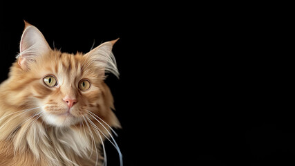Fototapeta premium Niedliche orange Katze, Flauschiges Kätzchen Portrait, Süße Ingwer-Katze-Nahaufnahme, Werbetaugliches Haustierfoto, Visuelles Haustiermarketing