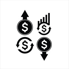 financial investment, income rises and falls vector icon, suitable for logos, icons etc