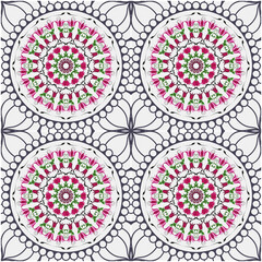 Retro Tile patterns (evil eye pattern) Modern Ceramics - Wallpaper - Digital printing - textile products.( Textured paper effect applied)
