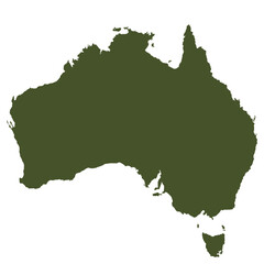 Map of Australian, sign silhouette. World Map Globe. Vector Illustration isolated on white background. African continent