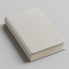 Fototapeta premium A plain white book mock up without text on the cover and a simple gray background.