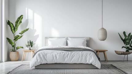 Minimalist bedroom interior with clean lines and simple decor
