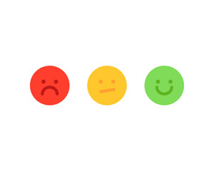 Customer satisfaction scale face emoji. Feedback, rating, emotion, evaluation, review concept. Flat vector design isolated illustration.