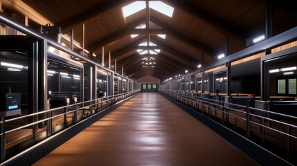 Obraz premium A modern pig farm features IoT sensors on barn walls, feeding stations, and water troughs, seamlessly integrating technology into every aspect of livestock care and management.