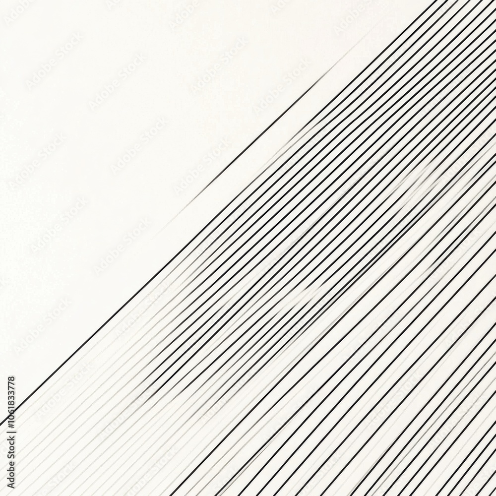 Poster thin black lines creating dynamic movement on a minimalist white background, conveying artistic simp