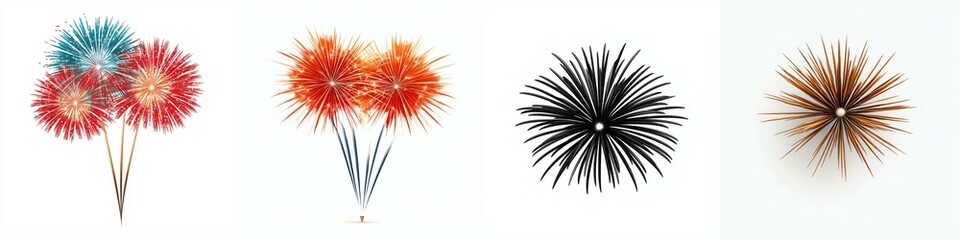 Obraz premium Colorful decorations on sticks isolated on a white background.