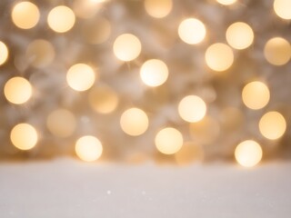 Fototapeta premium Warm Festive Background of Shimmering Bokeh Lights and Snowflakes