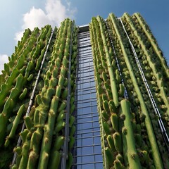 Obraz premium Cactus and Succulent Biomimicry Structures Generative AI