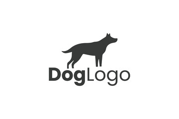 DogLogo with silhouette of standing dog in profile view