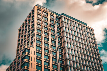 Fototapeta premium Facades of houses in Kyiv Ukraine