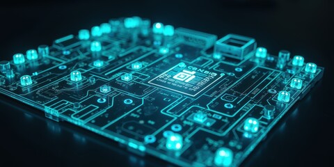 Glowing Circuit Board with Blue LEDs