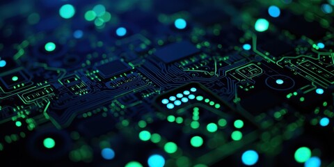 Obraz premium Abstract Circuit Board with Glowing Elements