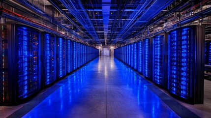 Fototapeta premium Server Room Data Center Interior Technology Infrastructure