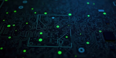 Glowing Circuit Board with Electronic Components