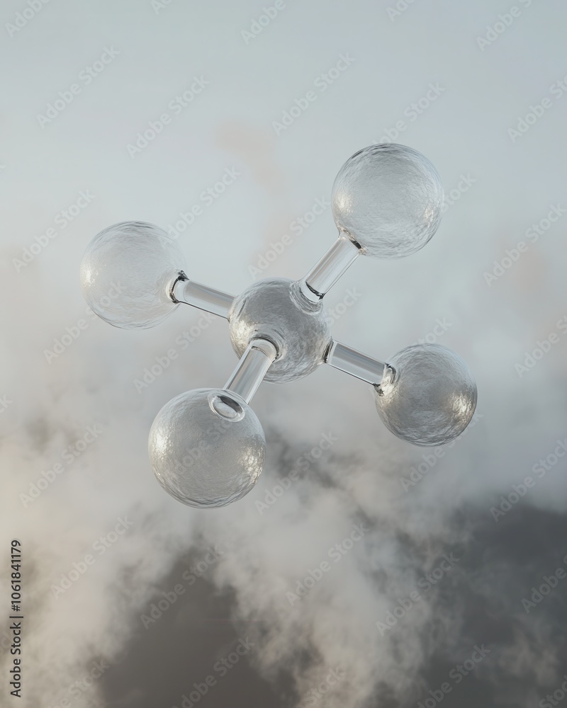 Poster a detailed representation of a water molecule, exploring its structure in a scientific setting, high