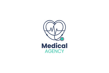 Logo design featuring a heart and stethoscope for a medical agency