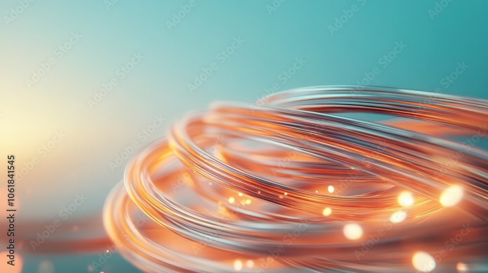 Wall mural interlocking glowing rings in abstract design