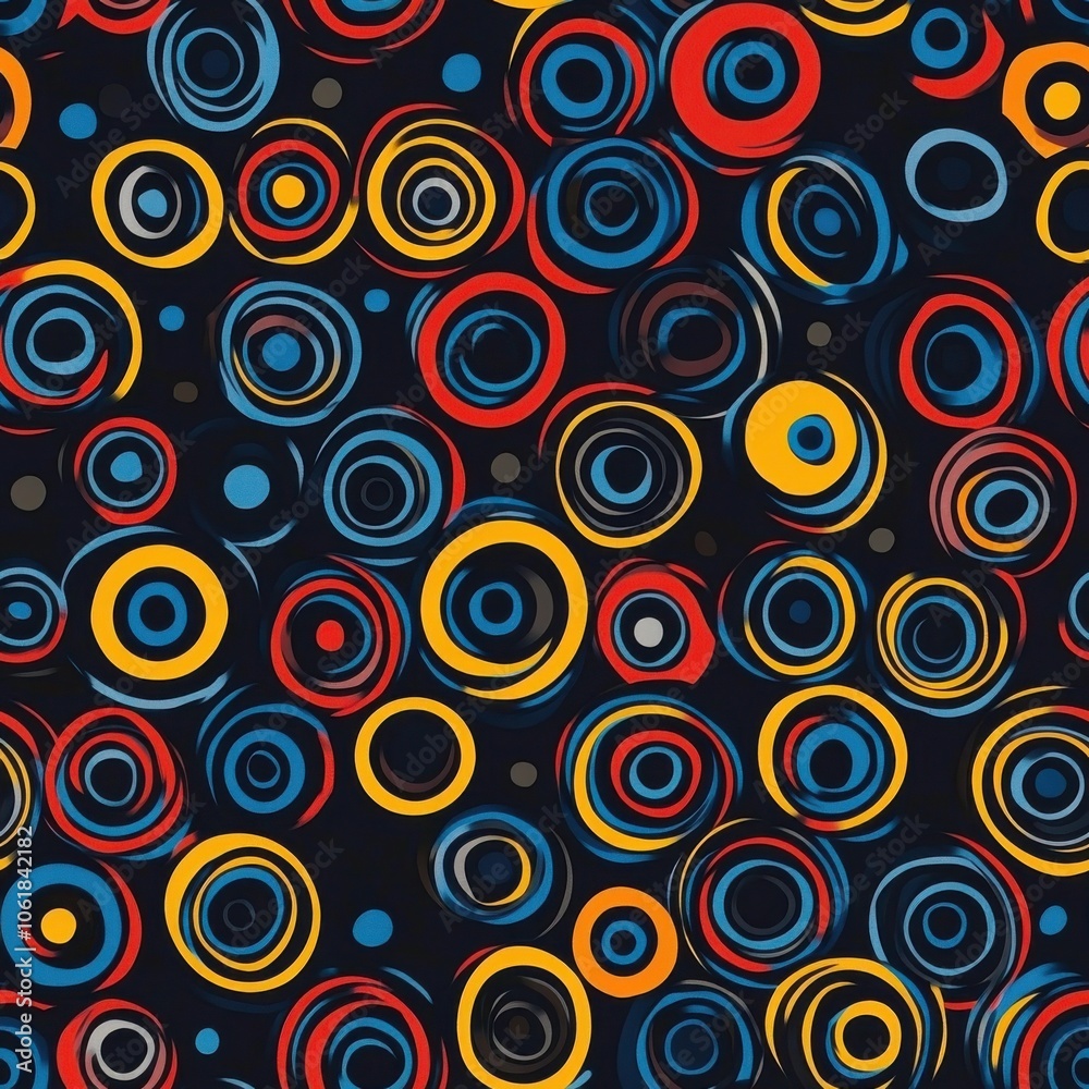 Aufkleber A vibrant display of colorful concentric circles on a dark background creates an eye-catching pattern suitable for various designs