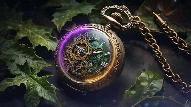 An antique old pocket watch. Seamless 4K looping timelapse video animation background