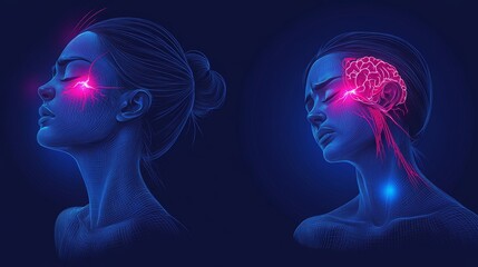 Human Nervous System Illustration   Brain  Nerves  and Head Pain