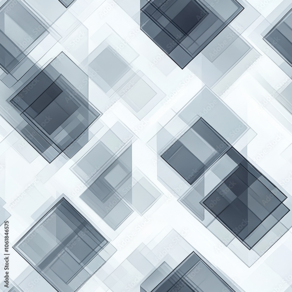 Poster a contemporary design featuring a modern pattern of transparent squares in varying shades of gray ag