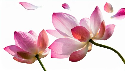 Fototapeta premium floated lotus flower petals falling isolate on transparency background PNG