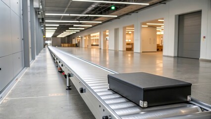 conveyor belt with a box at the factory