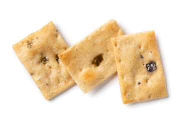 Traditional Italian olive scrocchi close up  isolated on white background