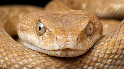 Fototapeta premium Close Up of a Brown Snake s Head with Yellow Eyes