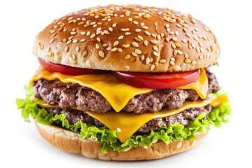 Delicious double cheeseburger with toppings