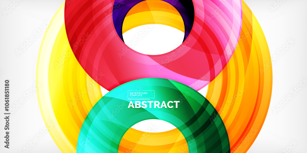 Poster bright colorful circles with light effects. abstract background