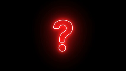 Neon blue question mark on a neon question mark hanging from a string, with a dark brick wall background-standard.Question Mark Red Neon Light On Black Wall.Neon sign in form of a question mark .