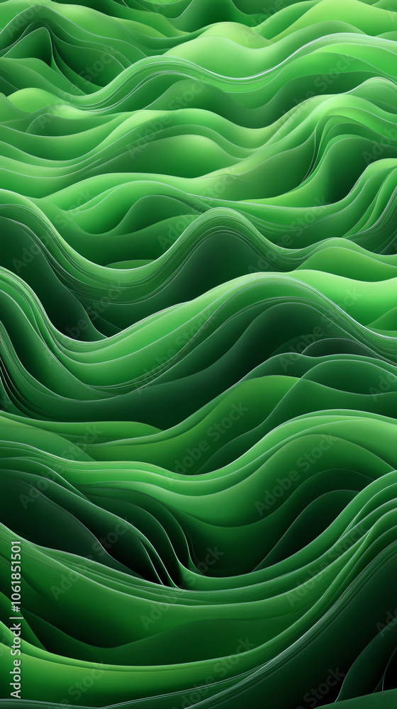 Fototapete smooth lines on abstract green background creating a flowing, undulating surface