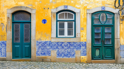 Fototapeta premium Pattern of Portuguese Azulejos on a tipical portugal street