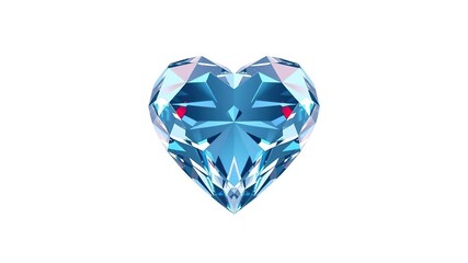 Fototapeta premium A sparkling diamond heart, isolated on a white background for easy editing in graphic design projects, sparkly, romance