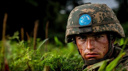 Obraz premium United Nations Peacekeeper in the Jungle