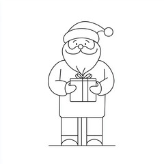 santa claus holding a gift lines