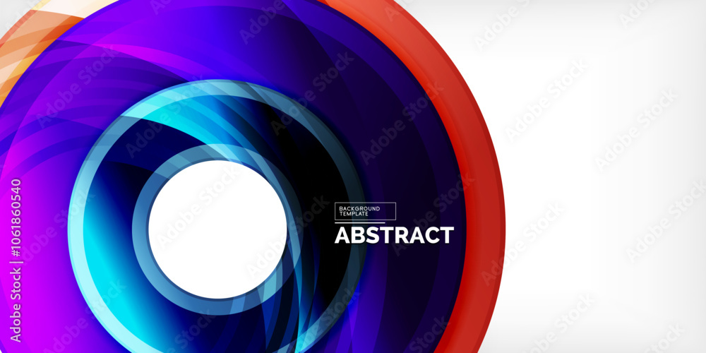 Poster bright colorful circles with light effects. abstract background